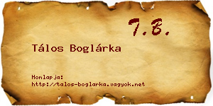Tálos Boglárka névjegykártya